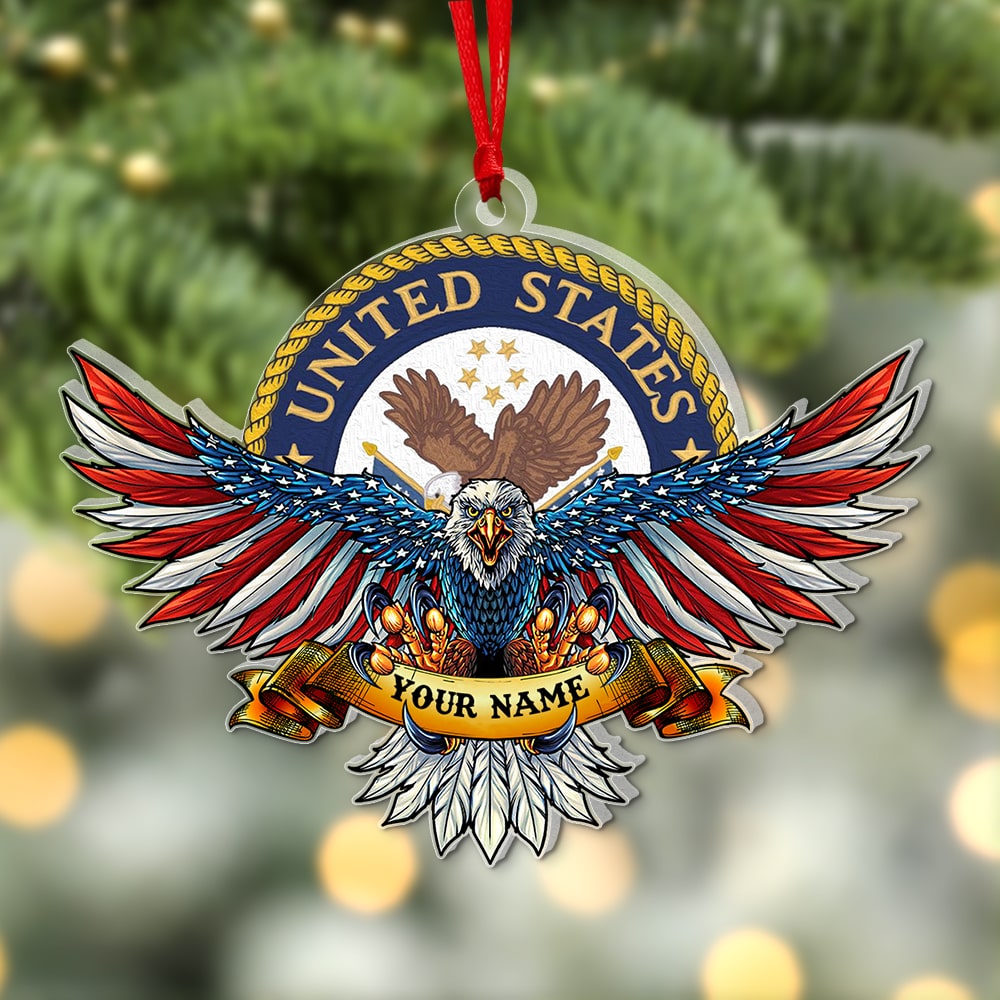 American Eagle-Personalized Ornament - Acrylic Custom Shape Ornament- Gift For Christmas-PW17-AONMT-04pjqn110923 - Ornament - GoDuckee
