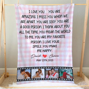 You Are My Farvorite Person, You Make Me Happy - Custom Couple Photo Blanket - Gift For Couple, Annivesary Celebrates, Valentine's Gifts - Blanket - GoDuckee