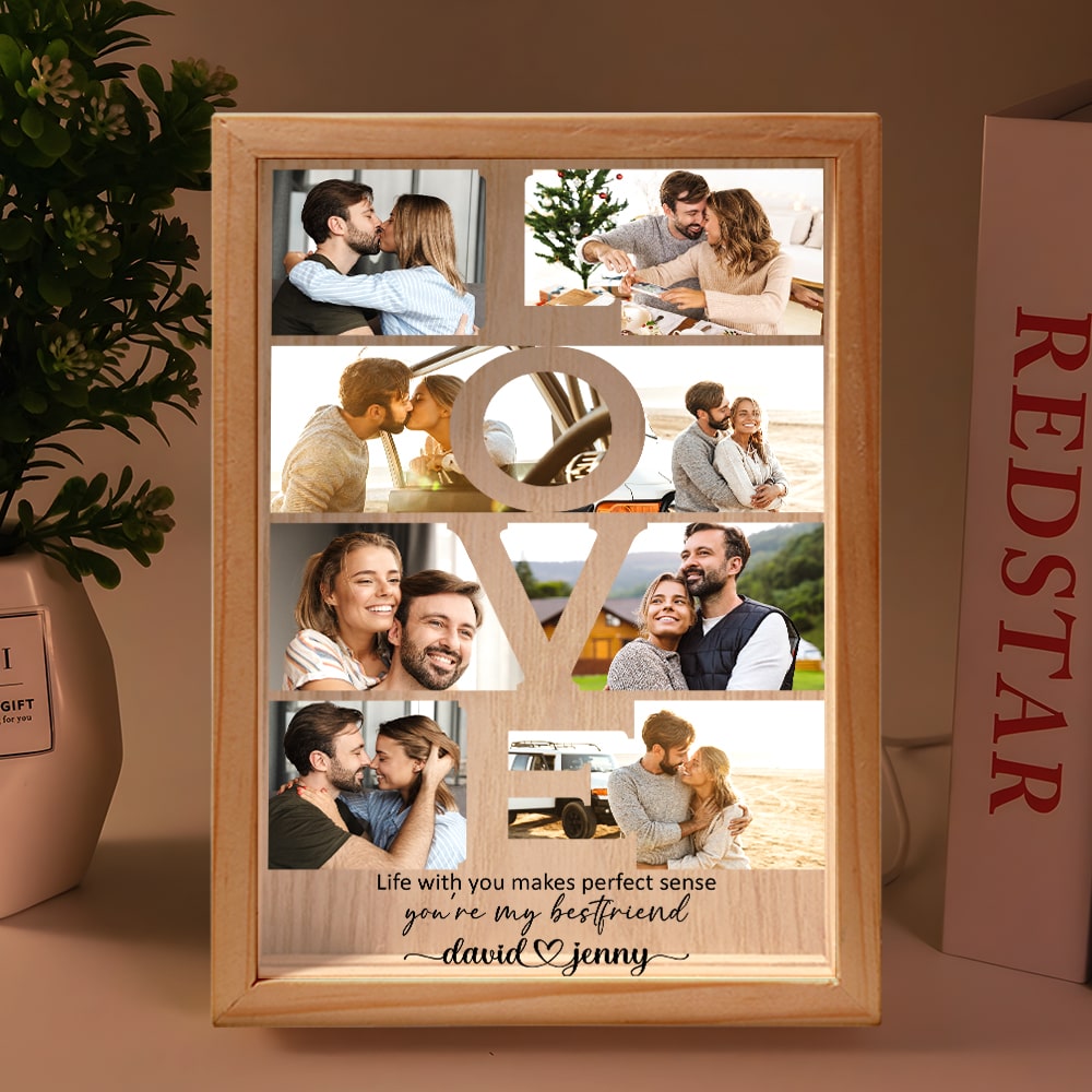 Life With You Makes Perfect Sense, Custom Photo Picture Frame Light Box, Valentine Gift, Couple Gift, 01NAPO291223 - - GoDuckee