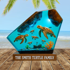 Turtle Family Plaque - Personalized Gifts For Family 04natn280525 - Shaped Plaques - GoDuckee