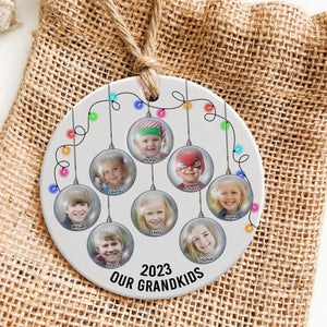 Grandkids- Custom Photo Ceramic Circle Ornament- Gift For Family- Christmas Gift- Family Ornament - Ornament - GoDuckee