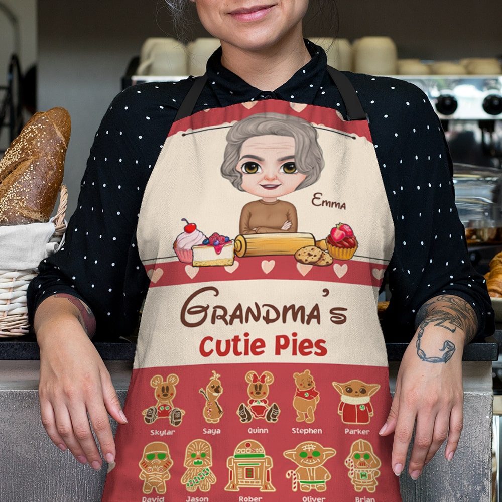Personalized Gifts For Grandma Aprons Grandma's Cutie Pies 02htdt160124hh - Aprons - GoDuckee