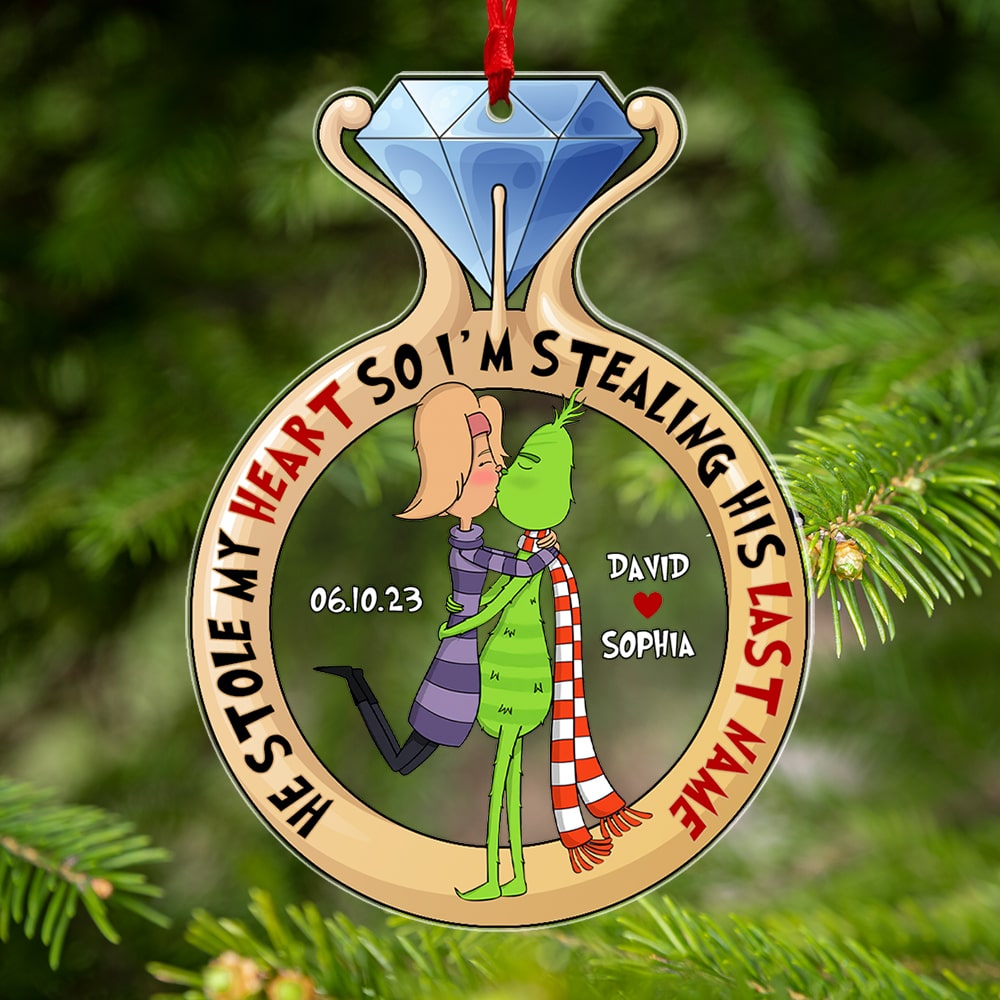 He Stole My Heart-Personalized Acrylic Ornament- Gift For Him/ Gift For Her- Christmas Gift- Couple Ornament- PW17-AONMT-05qhqn131023 - Ornament - GoDuckee