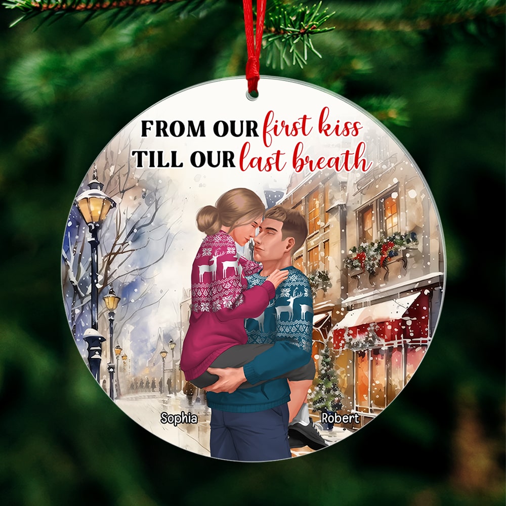 From Our First Kiss Till Our Last Breath- Personalized Acrylic Ornament- Gift For Christmas- Couple Gift - Ornament - GoDuckee