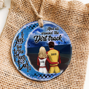 I Love You To The Moon & Back-Gift For Couple- Personalized Ornament - Ceramic Circle Ornament - Ornament - GoDuckee