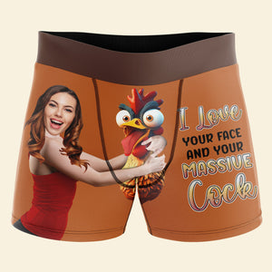 Personalized Gifts For Men Boxer Briefs I Love Your Face - Boxer Briefs - GoDuckee