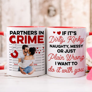 Partners In Crime- Custom Photo Accent Mug- Couple Gift- Funny Couple Mug - Coffee Mug - GoDuckee