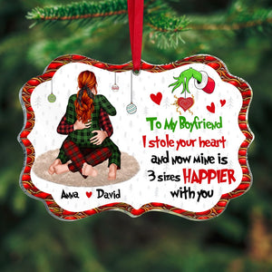 And Now Mine Is 3 Size Happier With You, Personalized 04OHTN121023HH Ornament, Christmas Gift For Couple - Ornament - GoDuckee