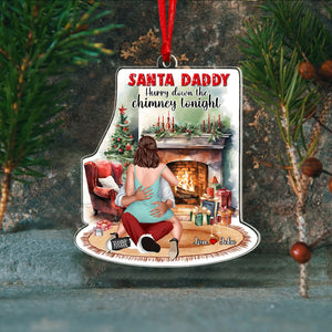 Hurry Down The Chimney Tonight, Personalized Naughty Ornament, Christmas Gift For Couple - Ornament - GoDuckee