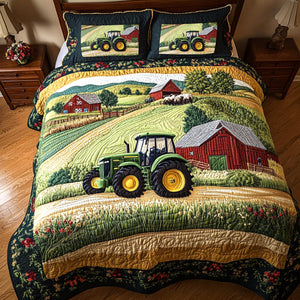 Green Tractor On The Farm Quilt Bedding Set - Gifts For Tractor Lovers 06tglu070725 - Blanket - GoDuckee