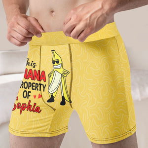 Personalized Gifts For Him Men's Boxers This Banana Is Property Of Funny Valentine's Gifts - Boxers & Briefs - GoDuckee