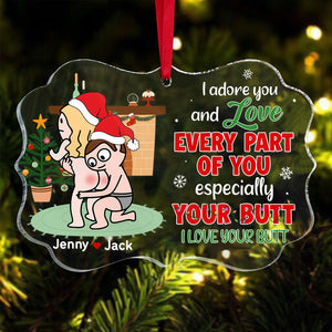 I Love Your Butt, Personalized Naughty Couple Medallion Acrylic Ornament, Gift For Christmas - Ornament - GoDuckee