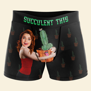 Custom Photo Gifts For Men Boxers Succulent This - Boxers & Briefs - GoDuckee