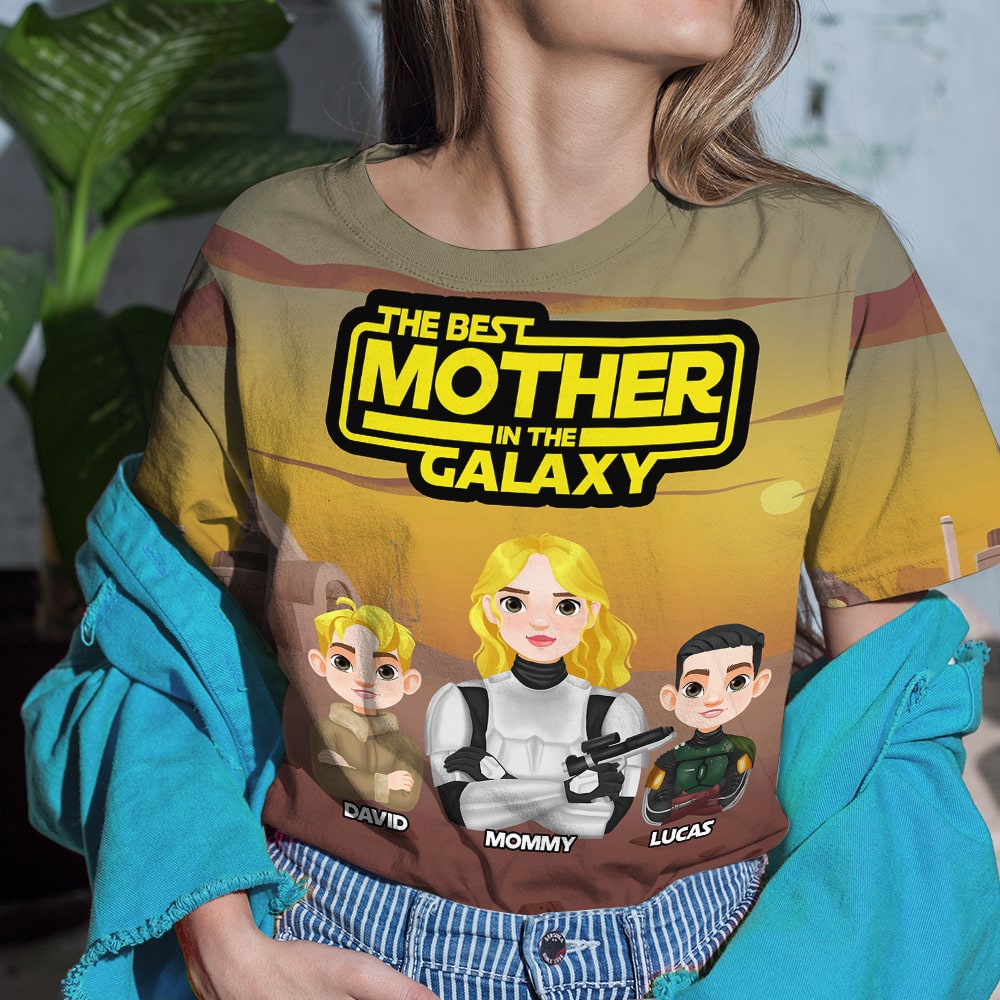 Personalized Gifts For Mom Shirt 05natn180225hg The Best Mother In The Galaxy - AOP Products - GoDuckee