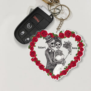 Newlywed Skull Couple-Gift For Couple- Personalized Keychain- Skull Couple Keychain - Keychains - GoDuckee
