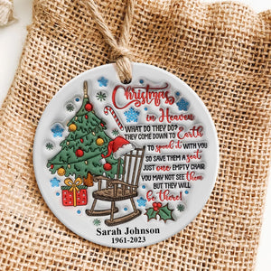 Christmas In Heaven-Personalized Ceramic Circle Ornament-07huqn271023 - Ornament - GoDuckee