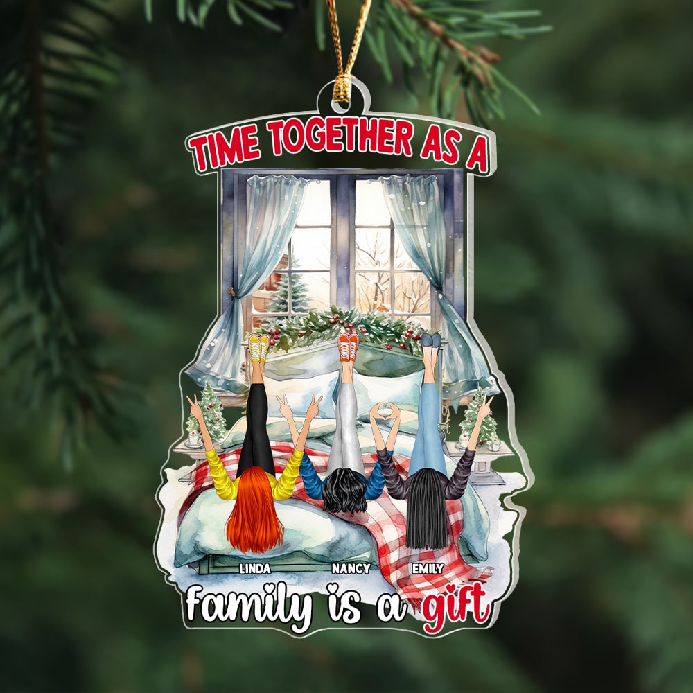 Time Together As A Family Is A Gift, Personalized Besties Ornament, Gift For Friends - Ornament - GoDuckee