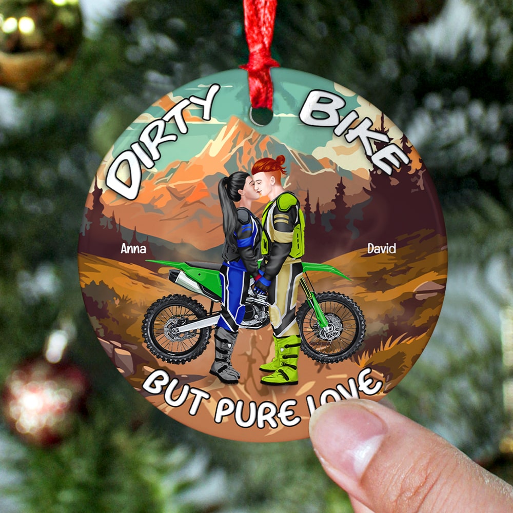 PERSONALIZED DIRT BIKE Boots Christmas Light Ornament - newsvips