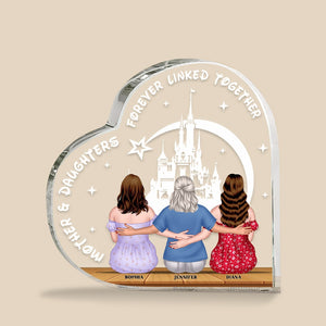 Mother & Daughters Forever Linked Together-Personalized Acrylic Plaque-Gift For Mom- Mom Daughter Heart Shape Acrylic 01naqn250323tm - Decorative Plaques - GoDuckee