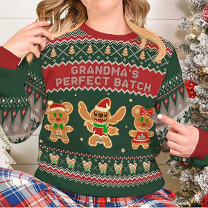 Personalized Gifts For Grandma Ugly Sweater, Cute Cartoon Gingerbread Character 01NAQN170824 - Ugly Christmas Sweater - GoDuckee