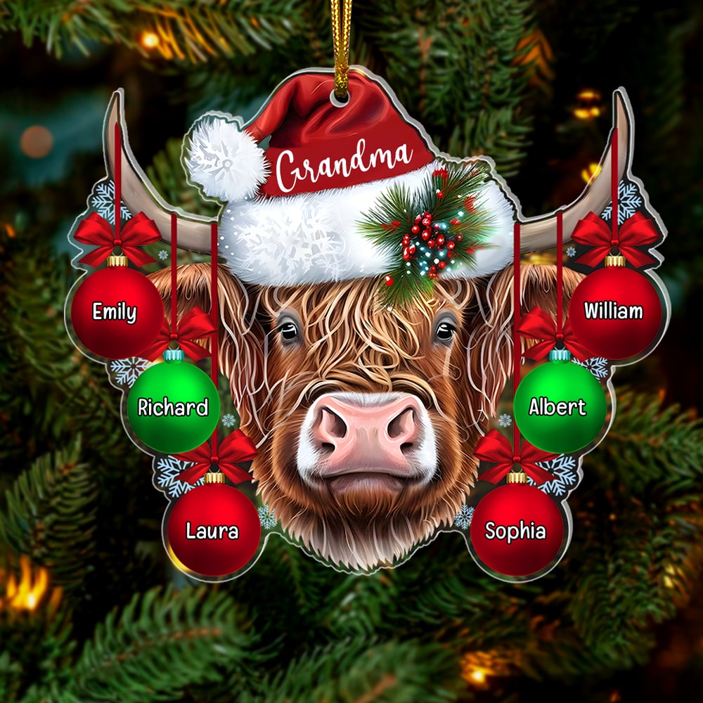 Grandma Cow-Personalized Acrylic Ornament-Gift For Family- Family Ornament - Ornament - GoDuckee