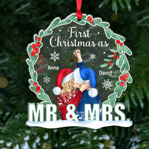 First Christmas As Mr & Mrs-Gift For Couple-Personalized Ornament - Acrylic Custom Shape Ornament- Christmas Couple Anniversary - Ornament - GoDuckee