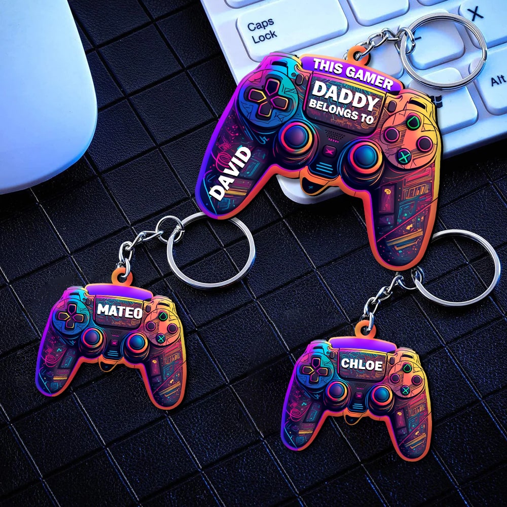 Personalized Gifts For Dad Keychain This Gamer Belongs To - Keychains - GoDuckee