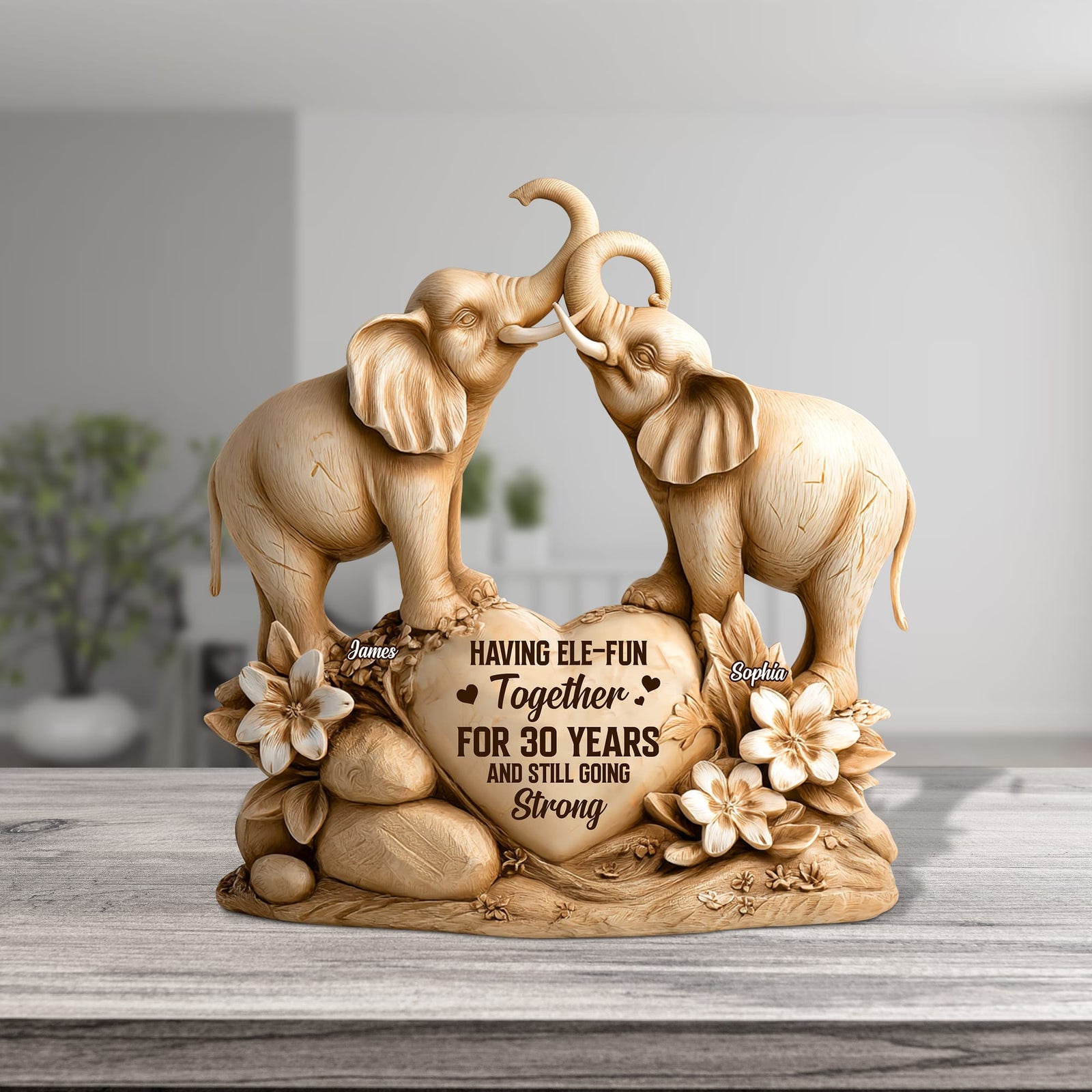 Elephant Couple Plaque - Personalized Gifts For Couple 05tgtn280525 - Shaped Plaques - GoDuckee