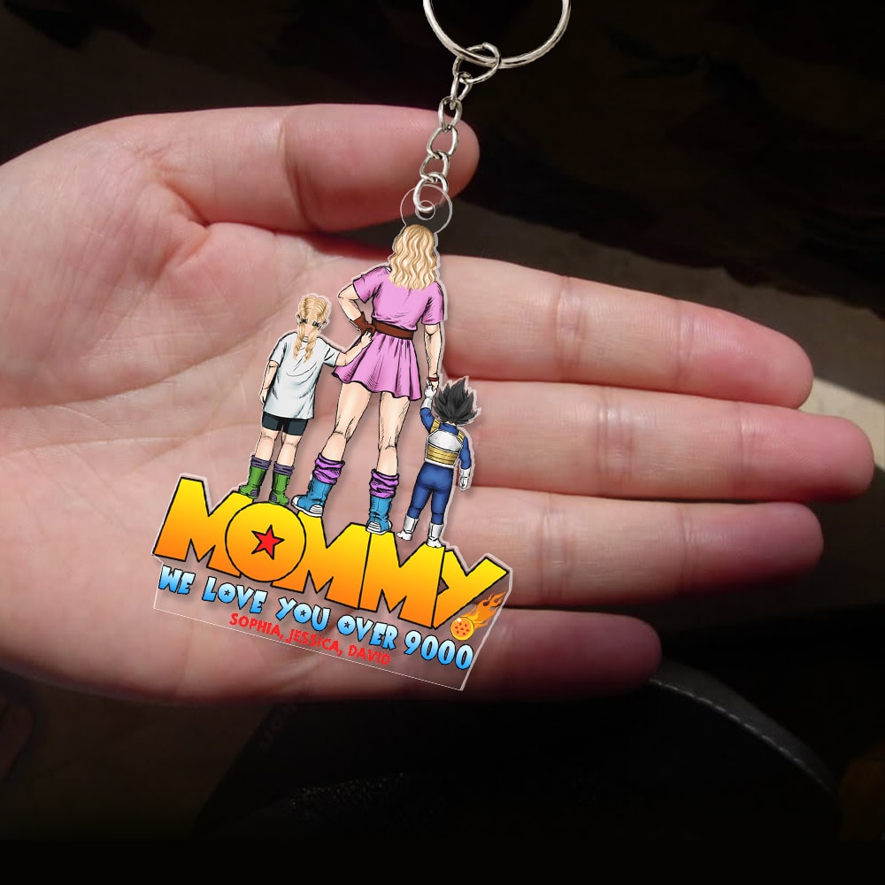 Personalized Gifts For Mommy Keychain We Love You Over 9000 03QHQN150324HH - Keychains - GoDuckee