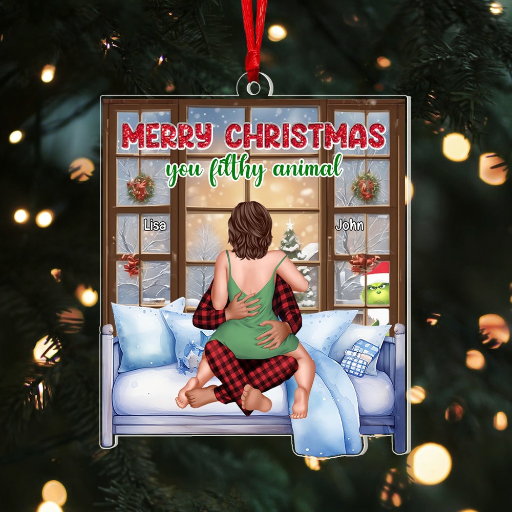 Merry Christmas You Filthy Animal, Personalized Naughty Couple Ornament, Gift For Christmas - Ornament - GoDuckee