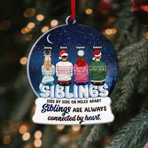 Siblings, Brothers & Sisters Are Always Connected By Heart, Personalized Ornament, Christmas Gifts For Siblings, 01HTPO130923 - Ornament - GoDuckee