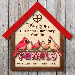 This Is Us Our Home Our Story Our Life- Personalized Wooden Art HAPYC - 2 Layers Wood Sign- Gift For Family- Bird Family Wood Sign - Wood Sign - GoDuckee