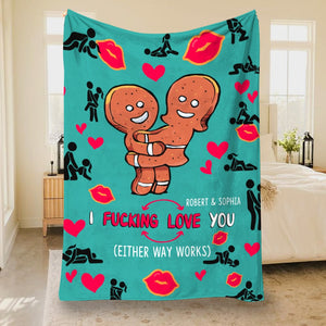 Personalized Blanket - Naughty Gingerbread Couple Blanket - Christmas Gift For Couple - 01NAPO171123DA - Blanket - GoDuckee