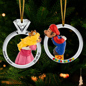 Personalized Gifts For Couple Matching Christmas Ornament Set, Happy Couple In Wedding Rings 01qhtn191024 - Ornament - GoDuckee