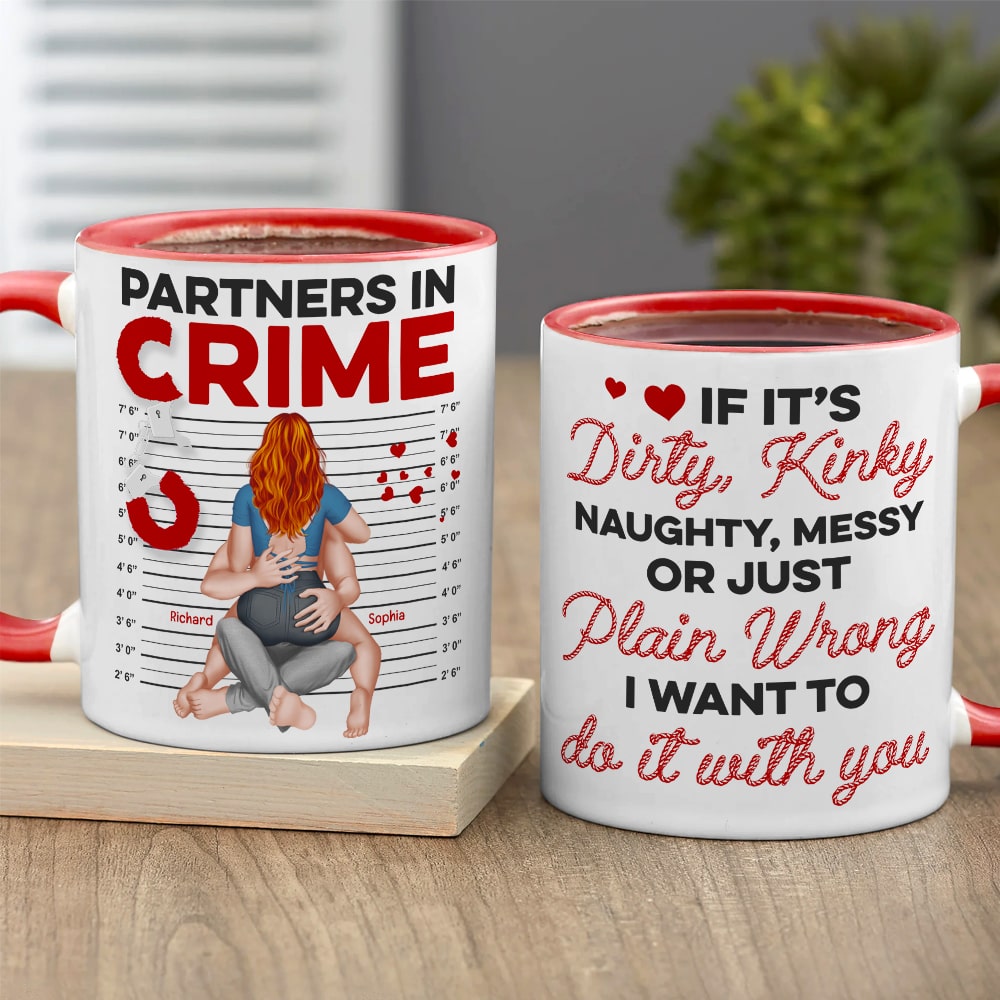 Partners In Crime- Personalized Accent Mug - Couple Gift- Funny Couple Mug - Coffee Mug - GoDuckee