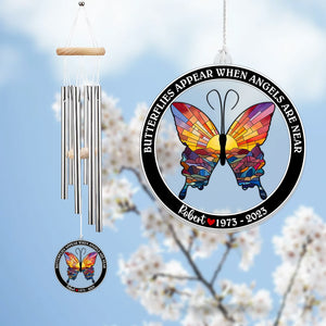 Butterflies Appear When Angels Are Near, Personalized Wind Chimes, Memorial Gifts - Wind Chimes - GoDuckee