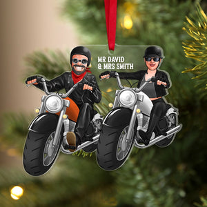 Mr & Mrs, Personalized 01HUTN241123DA-01 Acrylic Ornament, Christmas Gift For Biker Couple - Ornament - GoDuckee