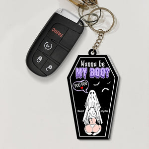 Wanna Be My Boo? Personalized Keychain- Gift For Him/ Gift For Her- Funny Couple Keychain - Keychains - GoDuckee
