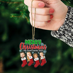 Merry Christmas, Custom Family Photo Ornament, Xmas Gifts - Ornament - GoDuckee