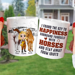 I Found The Key To Happiness Surround Yourself With Horses-Personalized Coffee Mug- Gift For Horse Lover - Coffee Mug - GoDuckee