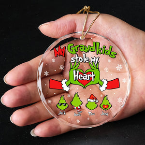 Personalized Gifts For Grandma Crystal Ornament, Green Monster Heart Hand 01natn220824 - Ornament - GoDuckee