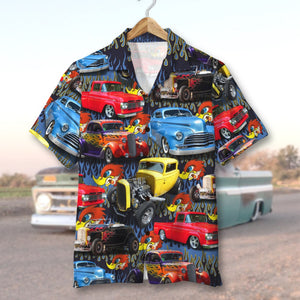 Custom Hot Rod Photo Hawaiian Shirt, Flame Pattern, Gift For Summer TT - Hawaiian Shirts - GoDuckee