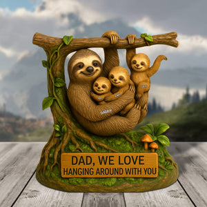 Sloth Dad Plaque - Personalized Gifts For Dad 01natn120525 - Shaped Plaques - GoDuckee