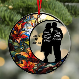 From Our First Kiss Till Our Last Breath-Personalized Suncatcher Ornament - Acrylic Custom Shape Ornament - Gift For Christmas-Old Couple Ornament - Ornament - GoDuckee