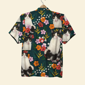 Custom Photo, Personalized Tuxedo Cat Hawaiian Shirt, Gift For Cat Lovers - Hawaiian Shirts - GoDuckee