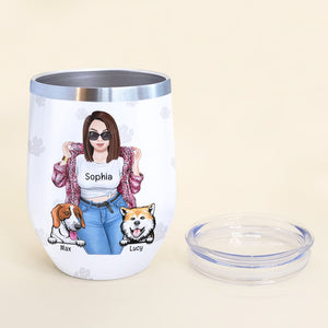 Nothing Stands Between A Mom And Her Dogs-Personalized Wine Tumbler- Gift For Dog Lover- Dog Mom Wine Tumbler - Wine Tumbler - GoDuckee