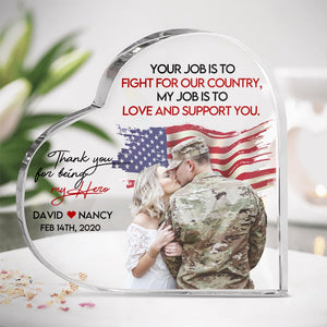 Military Couples, My Job Is To Love And Support You, Personalized Acrylic Plaque, Couple Gifts, Valentine's Gifts - Decorative Plaques - GoDuckee