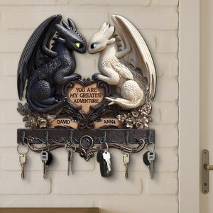 Dragon Couple Key Hanger - Personalized Gifts For Couple 01tgtn220525 - Wood Sign - GoDuckee