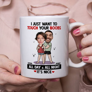 Touch Your Boobs, Custom Couple Mug Personalized, Mugs Custom Girlfriend, Gift For Couple - Coffee Mug - GoDuckee