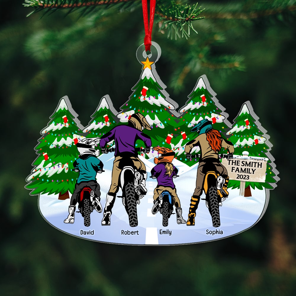 Motocross Family-Personalized Ornament - Acrylic Custom Shape Ornament- Gift For Family- Christmas Gift- Family Ornament - Ornament - GoDuckee